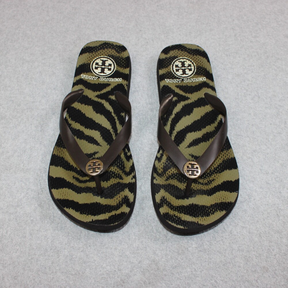 Tory Burch Flip Flops Shoes Womens Size 9 Sandals Logo Designer Coastal Boho